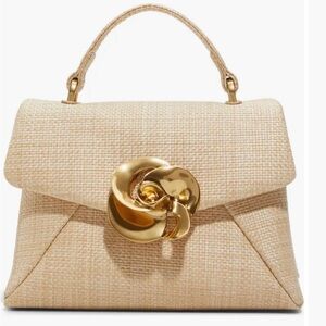 Ted Baker London Beige Crossbody Handbag Satchel with Flower Gold Accent NEW